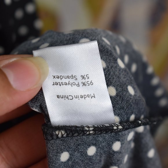 Leota Polka Dot Belted Faux Wrap Long Sleeve Dress - Picture 13 of 15